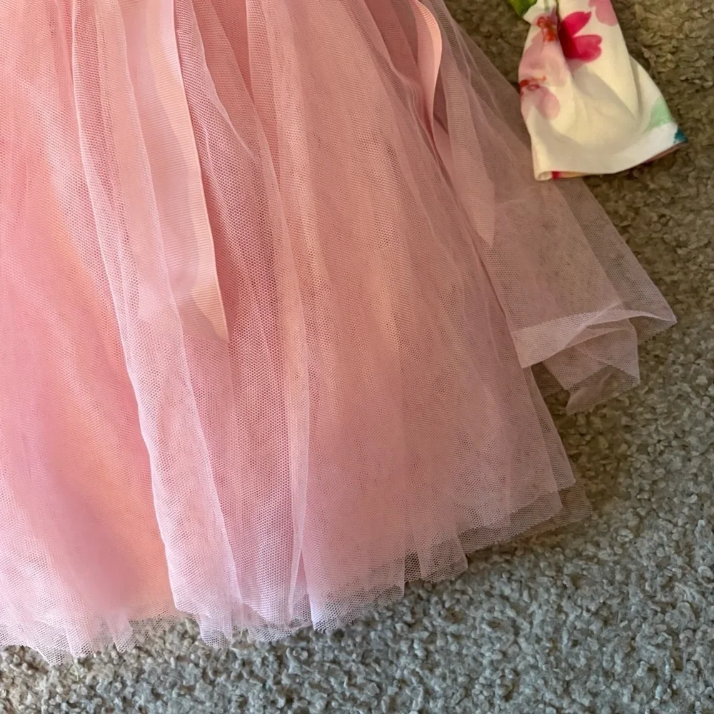 Grace and Lucille Pink Floral Tutu Dress Six 6 Birthday Pink White Long Sleeve